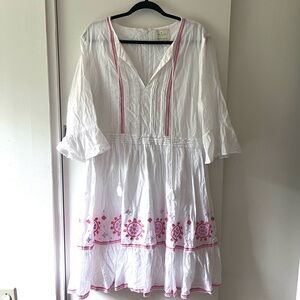 Kate Spade White Dress with Pink Embroidery